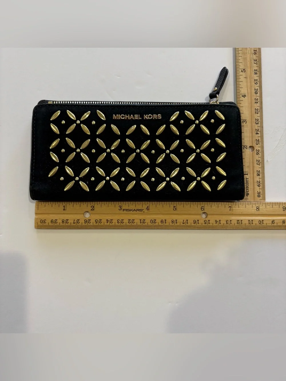 MICHAEL KORS Black Wallet with Gold Stud Accents